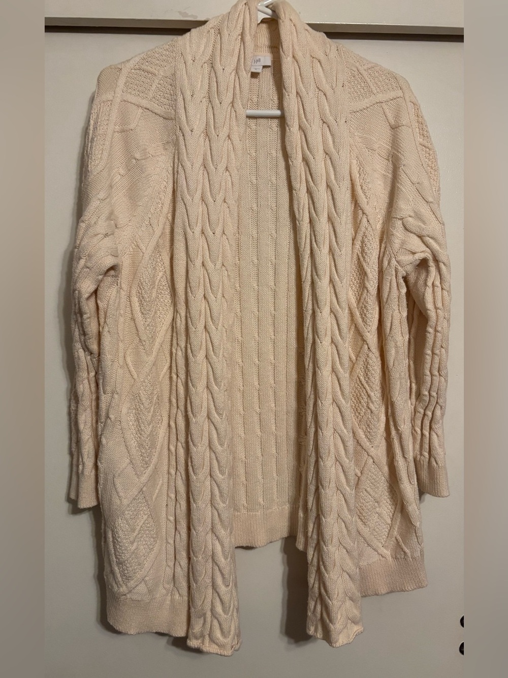 J. Jill Cream Cable-Knit Cream Open Front Cardigan Women’s XL